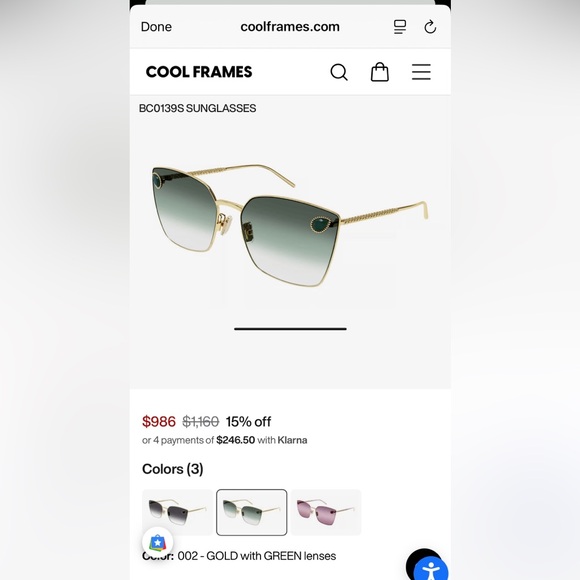 🏆Boucheron BC0139S 002 62-Gold‼️Size 62-18-135.Limited edition ‼️ - Picture 5 of 15